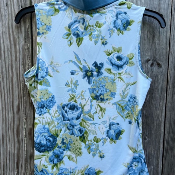 NWT LAURA ASHLEY Blue Floral Golf Tennis Polo Shirt size SMALL - Picture 10 of 10
